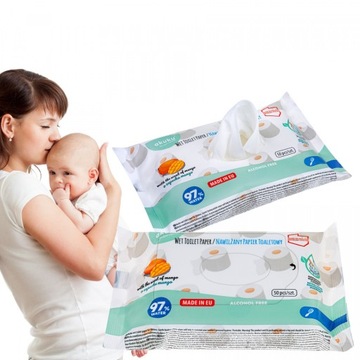 AKUKU NAWILŻANY PAPIER TOALETOWY Mango Bio 50 szt