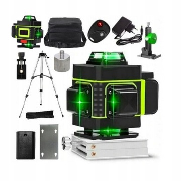 POZIOMICA LASEROWA 4D 2x AKUMULATOR LASER KRZYŻOWY 16 LINII STATYW 100 cm