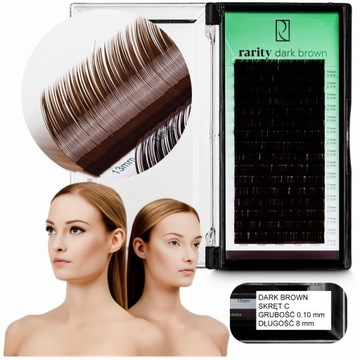 SZTUCZNE RZĘSY Rarity Dark Brown Lashes skręt C | 0,10mm | 8mm