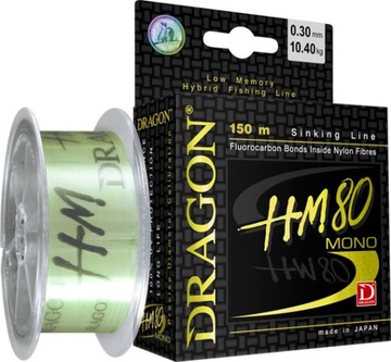 ŻYŁKA SPINNINGOWA DRAGON HM80 0,35mm/12,3kg/150m