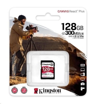 KINGSTON 128 ГБ SD SDXC 300/260 МБ UHS-II U3 ​​V90