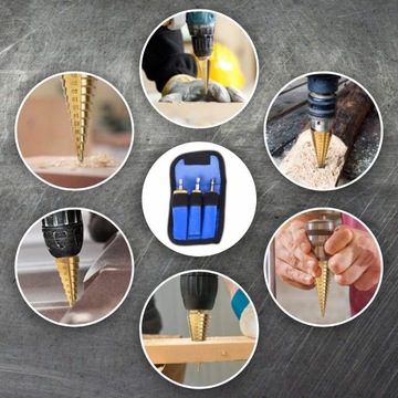 Набор конических ступенчатых сверл 3 шт. 4-32 мм для дерева и листового металла