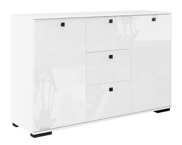 NOWOCZESNA KOMODA DO SALONU POKOJU Z SZUFLADAMI 120 CM BIAŁA FRONTY POŁYSK