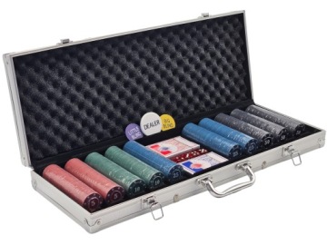 НАБОР КЛАССИЧЕСКИЙ ПОКЕР 500 шт. 2 КОЛОДЫ КАРТ + КОСТИ + ЧЕМОДАН.