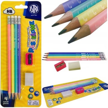 OŁÓWKI PASTEL HB GUMKA + TEMPERÓWKA BLISTER ASTRA