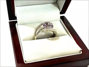 PIĘKNY ZŁOTY PIERŚCIONEK AMETYST DIAMENTY R.12 3.6