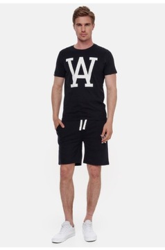 D3C109 CZARNY T-SHIRT Z BIAŁYM LOGO WOLDO L