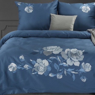 KOMPLET POŚCIELI HAFT3 220X200 CM, 2 SZT. 70X80 CM GRANATOWY