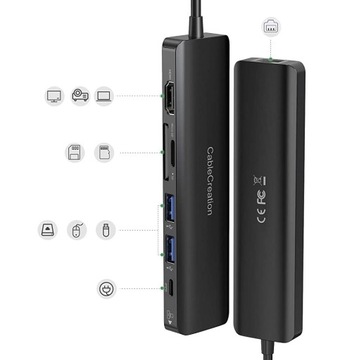 Адаптер CableCreation USB-C HDMI 4K 60 Гц USB 3.0 RJ45 MacBook M1 M2 M3