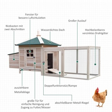 Курятник с загоном, Курятник, будка PawHut