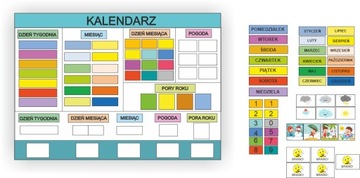 Magnetyczny Kalendarz Edukacyjny kolor dla dzieci