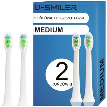 2 GŁÓWKI KOŃCÓWKI DO SZCZOTECZKI SONICZNEJ U-SMILER 2x MEDIUM