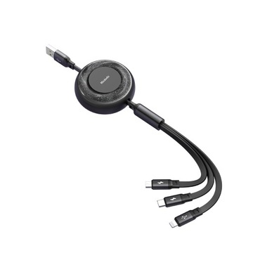 MCDODO USB-КАБЕЛЬ 3 В 1 С РАЗМАЧКОЙ USB-C LIGHTNING MICRO USB СВЕТЯЩИЙСЯ ЧЕРНЫЙ
