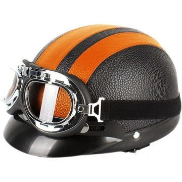 KASK MOTOCYKLOWY HEŁM RETRO GOGLE