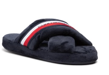 Tommy Hilfiger granatowe kapcie Comfy Home Slippers With Straps logo 40