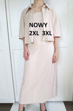 Komplet garnitur sukienka żakiet elegancki plus size 2XL 3XL NOWY