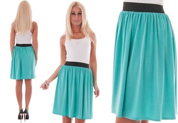 D18 ЮБКА МИДИ НА РЕЗИНЕ, ЦВЕТ МЯТЫ, 58 год.