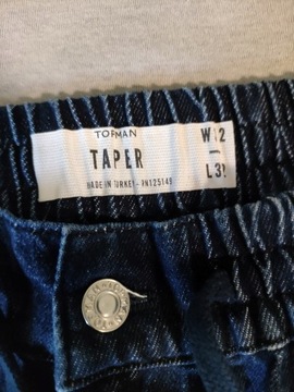 Spodnie jeansy lampasy Topman Indigo męskie 32/32