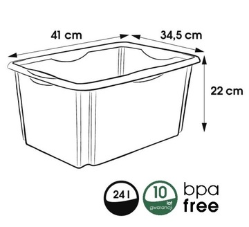 POJEMNIK 24L SKRZYNKA OBROTOWA pudełko Z POKRYWĄ 41x34x22 cm 24 litry