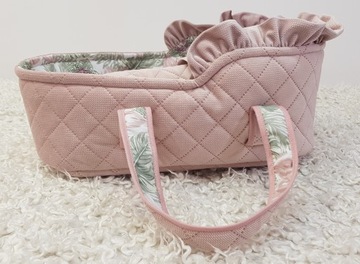 Переноска для кукол из стеганого БАРХАТА, с подстилкой, гондола 45 см.