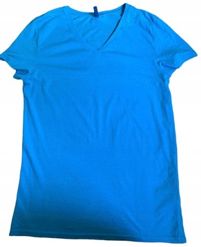 H&M T-shirt z dekoltem w serek błękitny 36 S .