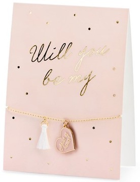 KARTKA RÓŻOWA Z BRANSOLETKĄ PREZENT NA ŚLUB WESELE DLA DRUHNY ŚWIADKOWEJ