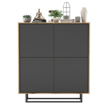 KOMODA MEBLE do SALONU wotan/grafit 113 cm LOFT