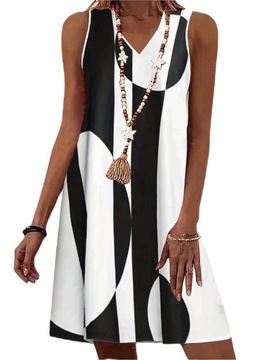 Elegancka sukienka z geometrycznym wzorem 42 XL