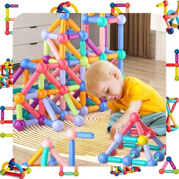 БОЛЬШИЕ МАГНИТНЫЕ БЛОКИ СТРОИТЕЛЬНЫЕ ОБРАЗОВАТЕЛЬНЫЕ ПАЛОЧКИ XXL ПАЛОЧКИ 115 шт.