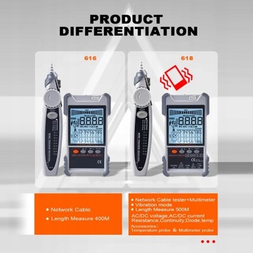 ET616 Ручной тестер сетевых кабелей 500 м