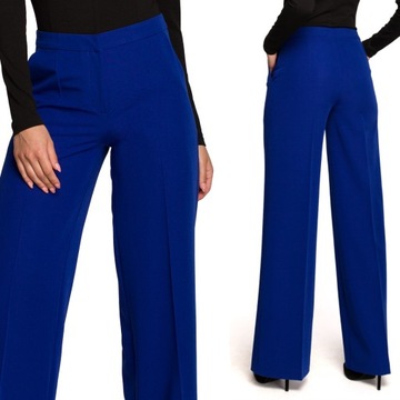 SPODNIE DAMSKIE ELEGANCKIE DŁUGIE WIZYTOWE NA KANT NIEBIESKIE 42 XL