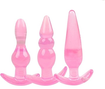 Zestaw 3 x korek analny silikonowy ANAL TRAINER różowe dla początkujących