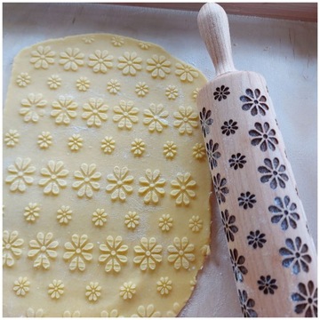 WAŁEK DO CIASTA CIASTECZEK GRAWEROWANY KWATKI PL