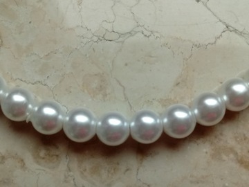 Krótki naszyjnik wieczorowa perłowa kolia perły perełki choker biały beżowy