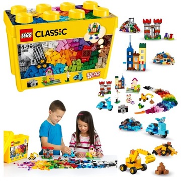 DUŻY ZESTAW KLOCKÓW LEGO CLASSIC KLASYCZNE PUDŁO KREATYWNE KLOCKI 790 EL XL