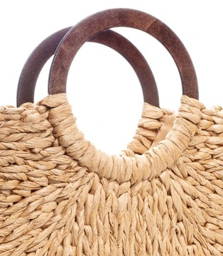 Duży koszyk letnia torba torebka pleciona drewniane rączki