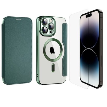 ETUI FLIP Z KLAPKĄ DO MAGSAFE OBUDOWA CASE DO IPHONE 12 PRO + SZKŁO