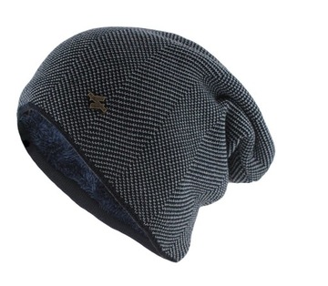 ZIMOWA CZAPKA BEANIE NA USZY OCIEPLANA SMERFETKA