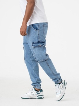 SPODNIE JEANSOWE JOGGER CARGO MĘSKIE Jasne Niebieskie i8 Denim Classic 31