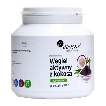 ALINESS Węgiel aktywny z kokosa FOOD GRADE 200g