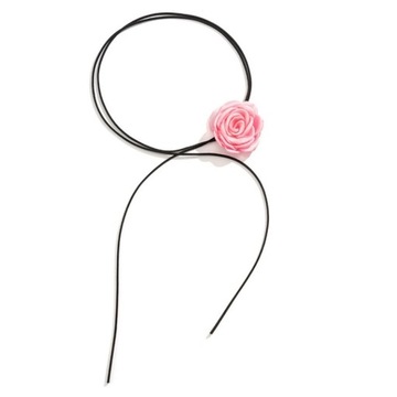 Naszyjnik choker ozdobny kwiat na szyję róża na rzemyku elegancki pudrowy N