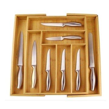 POJEMNIK NA SZTUĆCE ORGANIZER WKŁAD DO SZUFLADY BAMBUSOWY 50X45CM