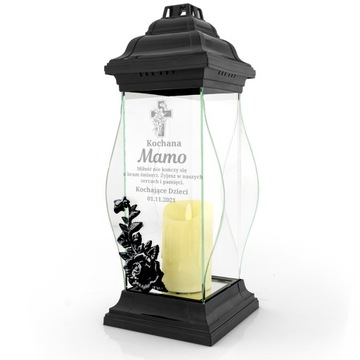 ZNICZ LATARNIA 40cm wkład LED GRÓB grawer dla MAMY