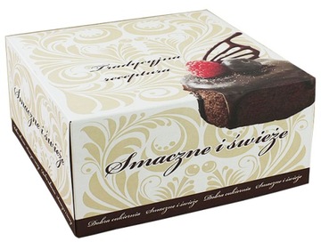 Pudełko karton cukiernicze pojemnik na tort ciasto ornament 22x22x11 cm
