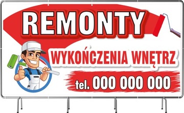 BANER REKLAMOWY 130x80cm gotowy projekt REMONTY WYKOŃCZENIA WNĘTRZ plandeka