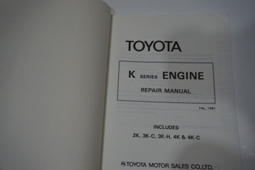 REPAIR MANUAL TOYOTA Corolla SALES K SERIES 1979