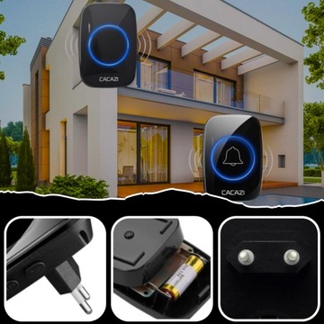 ДВЕРНОЙ ЗВОНОК, ВОРОТА, БЕСПРОВОДНОЙ, Водонепроницаемый IP44, до 300м, 110дБ