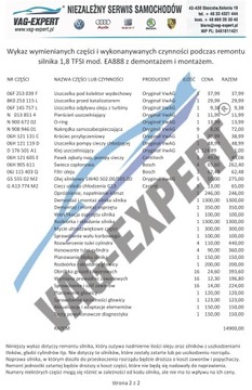 РЕМОНТ, ЗАМЕНА ДВИГАТЕЛЯ 1.8 TSI TFSI GWAR 24 М. НДС