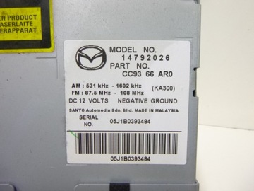 Магнитола Mazda 5 14792026 CC366AR0