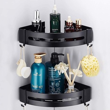 Набор из 2 угловых полок для ванной комнаты в стиле лофт Myzea черный